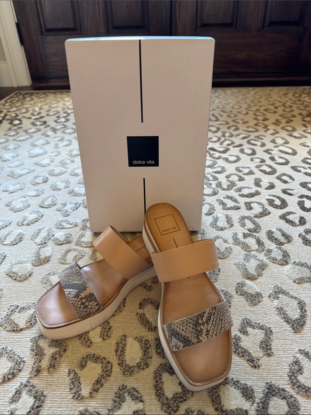 Dolce Vita Parni Sandal.  Snake print Stone embossed leather. Gently used.